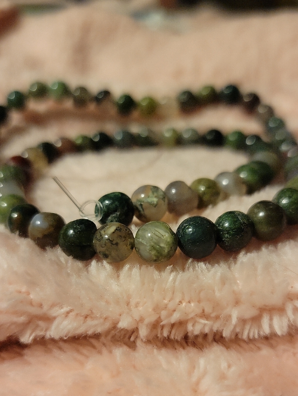 15” Strand of Imperfect Agate & Moss Agate Real Stone Asymmetrical Beads (#3)